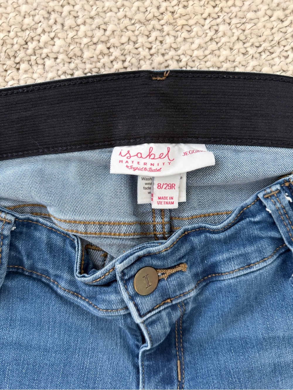 Isabel Maternity Jegging Jeans Size 8/29R Skinny Medium Wash Stretch Belly Band - Picture 3 of 3